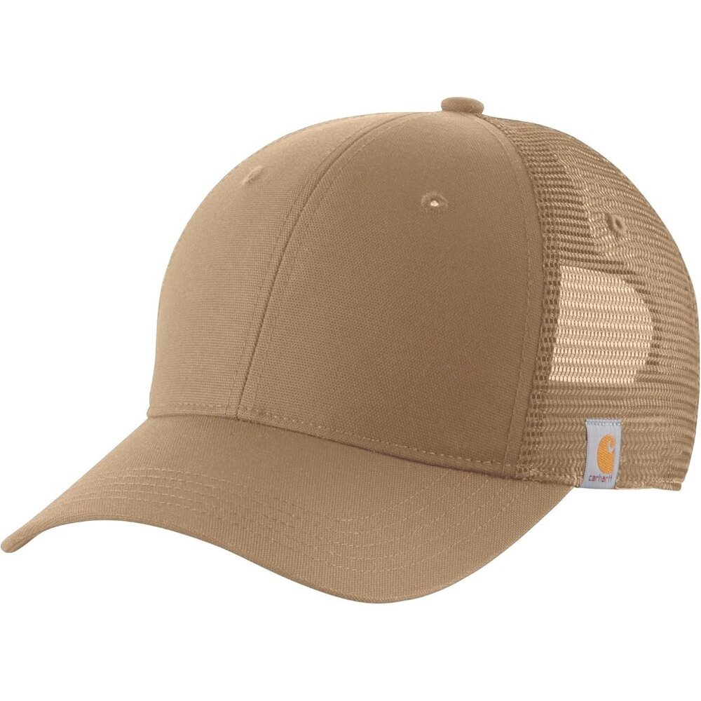 Men's Trucker Hat Khaki Canvas Mesh Classic Comfort Snapback